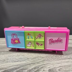 Barbie | Pink 3-Slot Accessory Case (1999) - Vintage Toy Storage Case